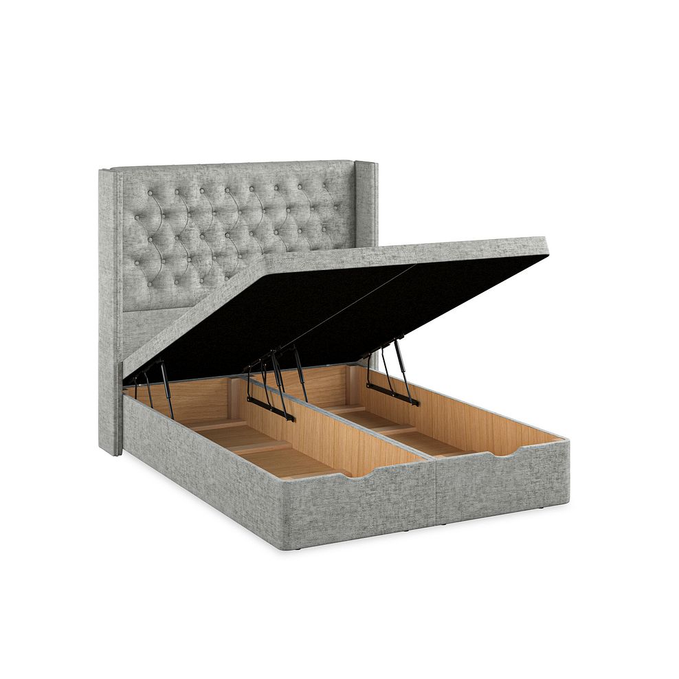 Wycombe Double Ottoman Storage Bed with Winged Headboard in Brooklyn Fabric - Fallow Grey 3