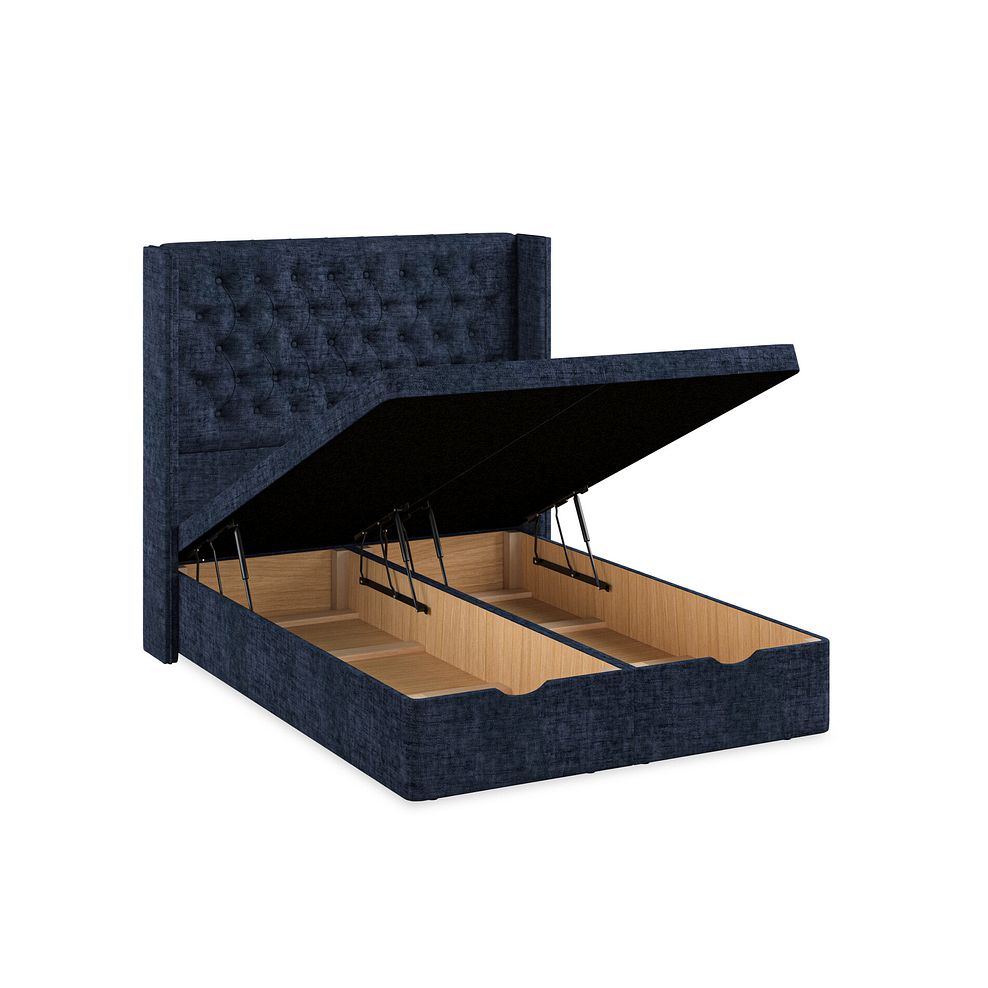 Wycombe Double Ottoman Storage Bed with Winged Headboard in Brooklyn Fabric - Hummingbird Blue 3
