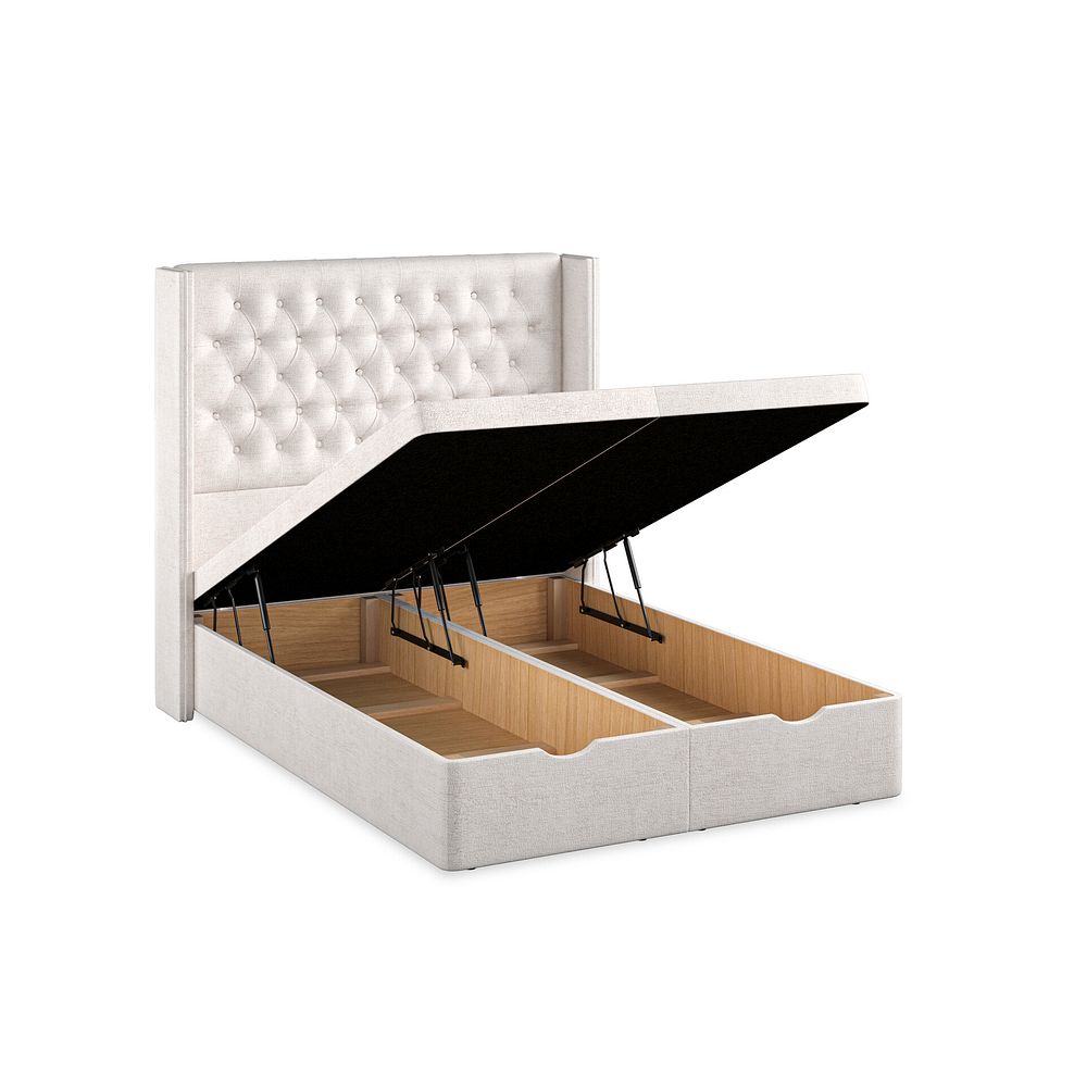 Wycombe Double Ottoman Storage Bed with Winged Headboard in Brooklyn Fabric - Lace White 3