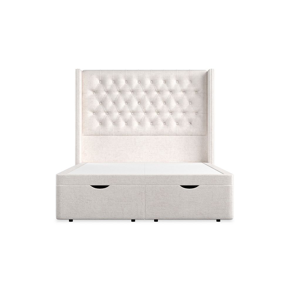 Wycombe Double Ottoman Storage Bed with Winged Headboard in Brooklyn Fabric - Lace White 4