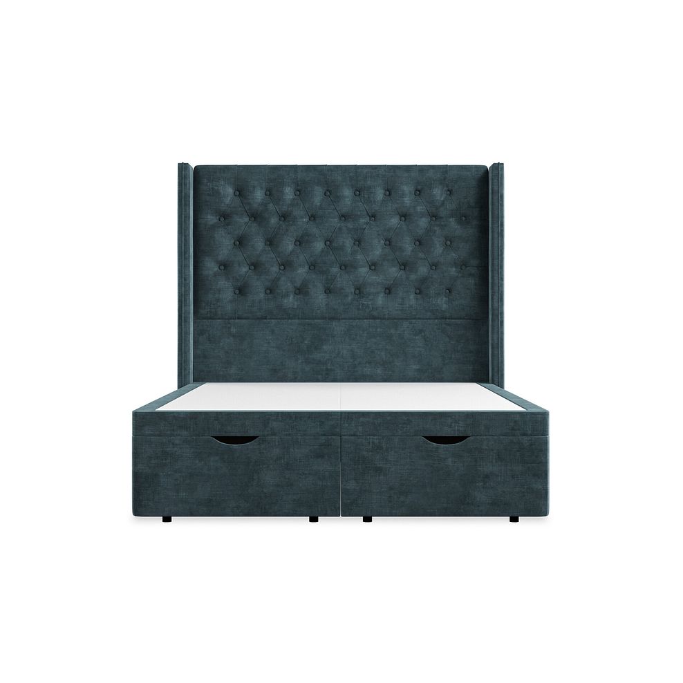 Wycombe Double Ottoman Storage Bed with Winged Headboard in Heritage Velvet - Airforce 4