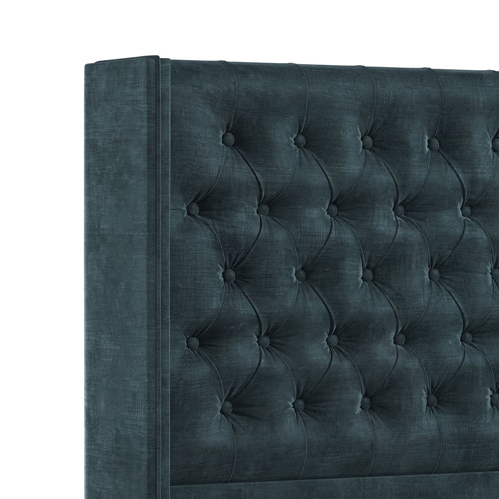 Wycombe Double Ottoman Storage Bed with Winged Headboard in Heritage Velvet - Airforce 6