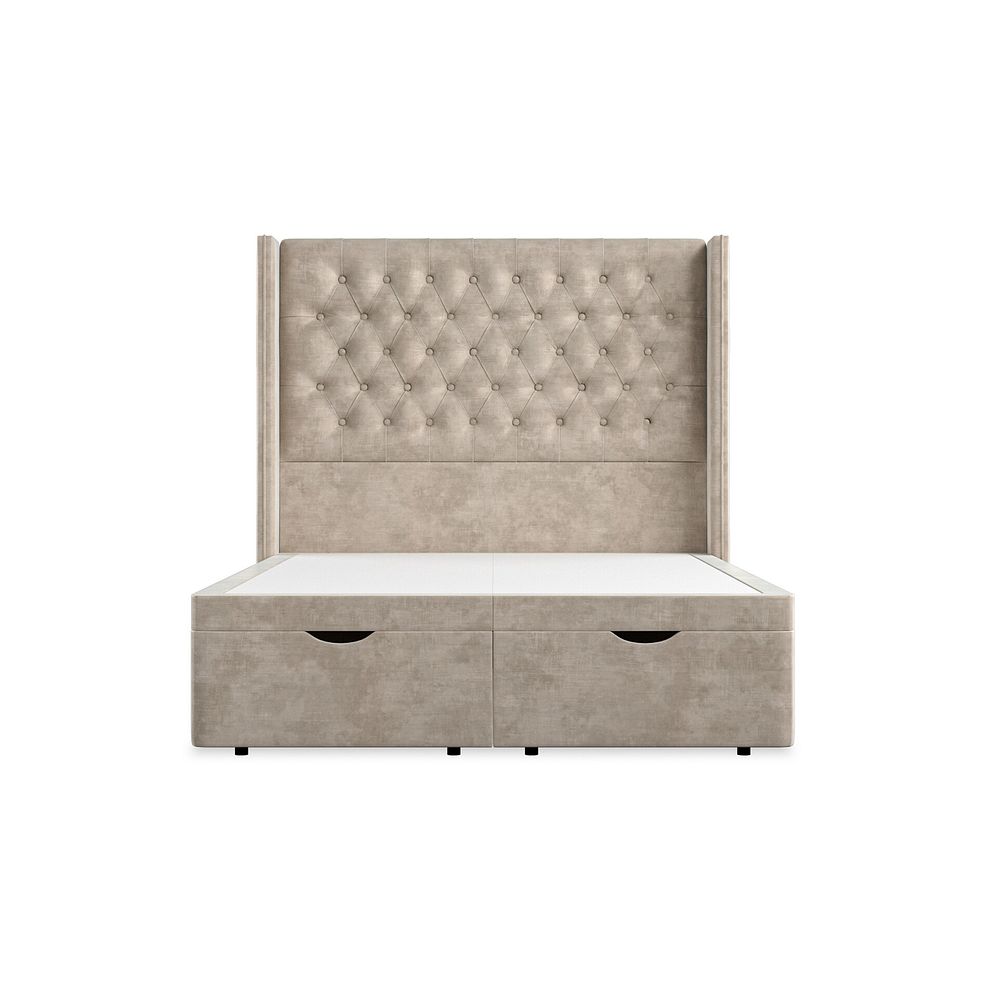 Wycombe Double Ottoman Storage Bed with Winged Headboard in Heritage Velvet - Mink 4