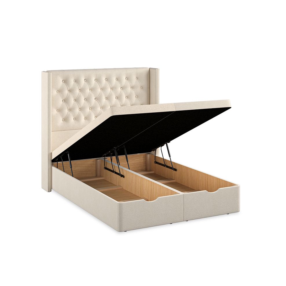 Wycombe Double Ottoman Storage Bed with Winged Headboard in Venice Fabric - Cream Thumbnail 3