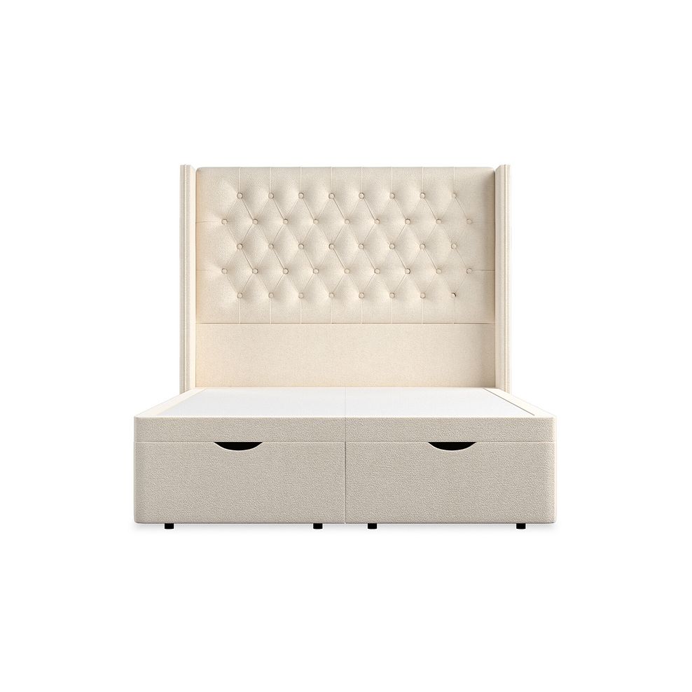 Wycombe Double Ottoman Storage Bed with Winged Headboard in Venice Fabric - Cream Thumbnail 4