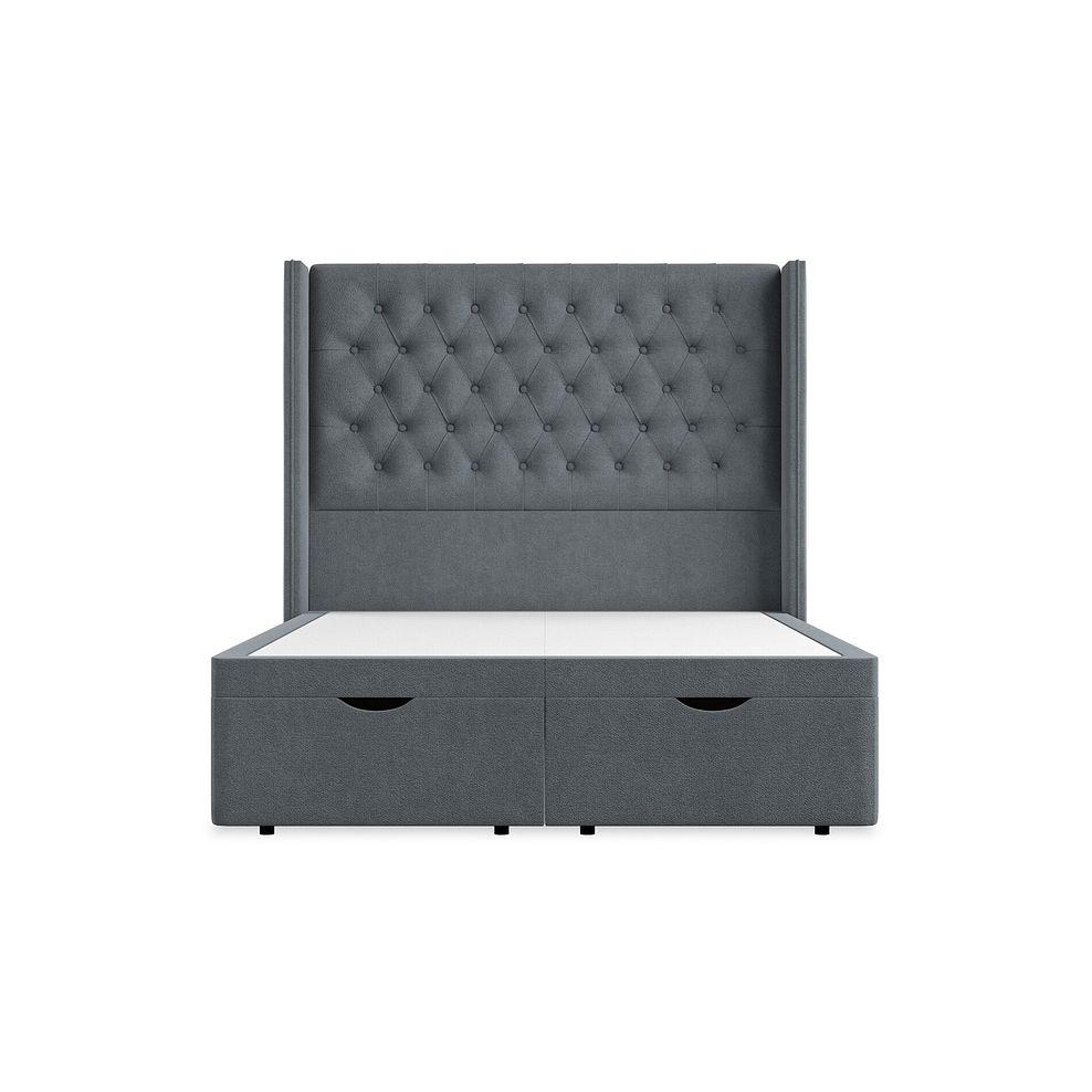 Wycombe Double Ottoman Storage Bed with Winged Headboard in Venice Fabric - Graphite 4