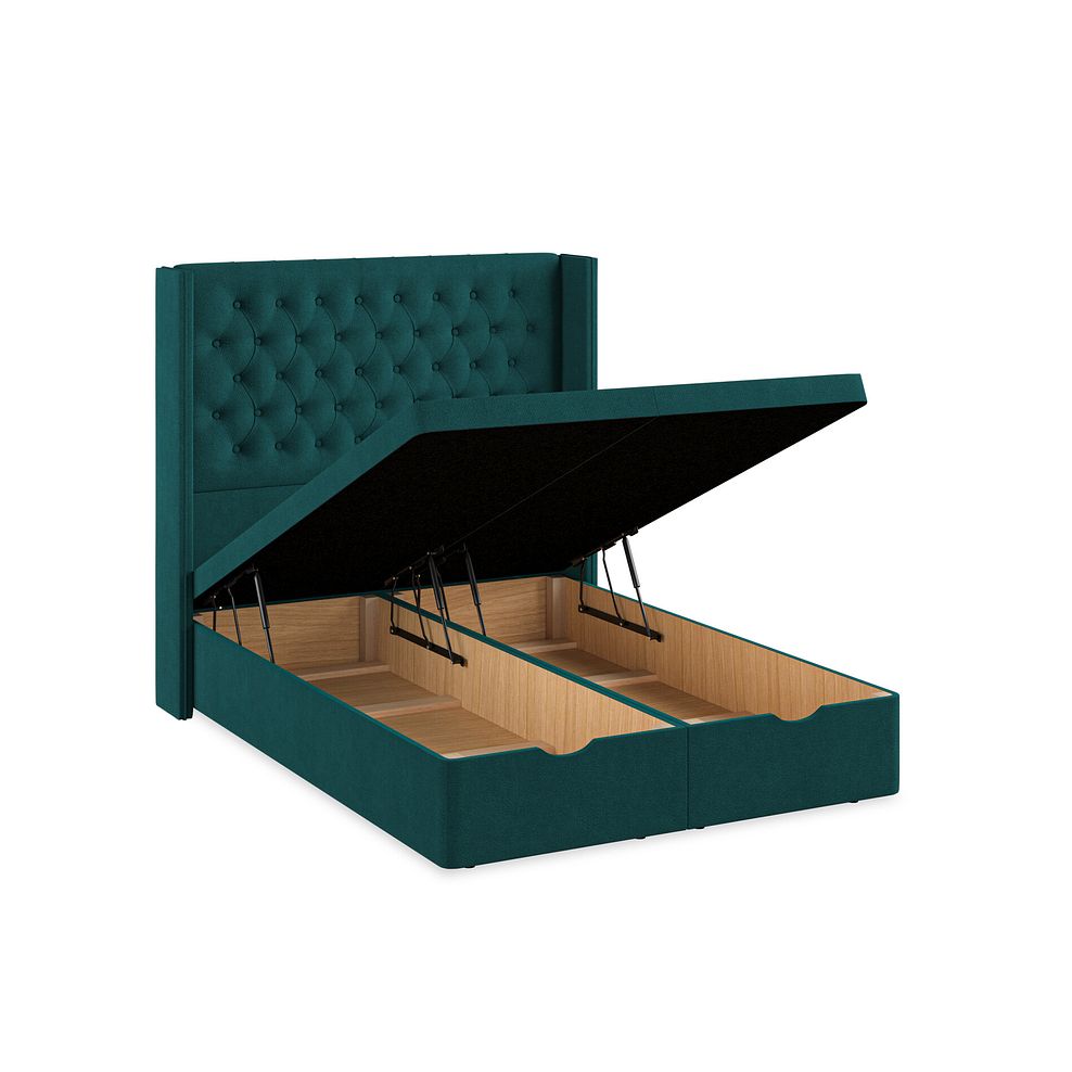 Wycombe Double Ottoman Storage Bed with Winged Headboard in Venice Fabric - Teal 3