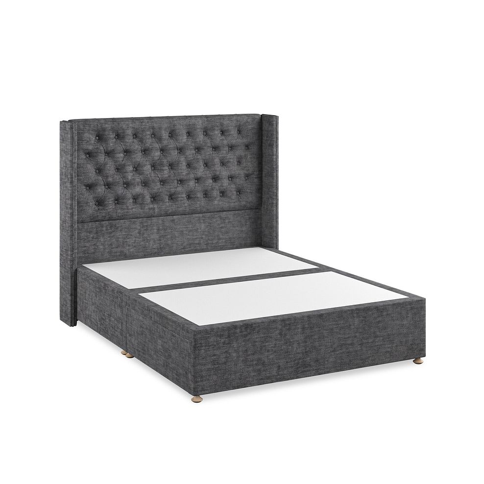 Wycombe King-Size 2 Drawer Divan with Winged Headboard in Brooklyn Fabric - Asteroid Grey 2