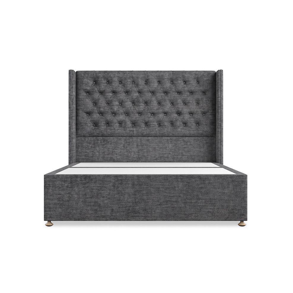Wycombe King-Size 2 Drawer Divan with Winged Headboard in Brooklyn Fabric - Asteroid Grey 3