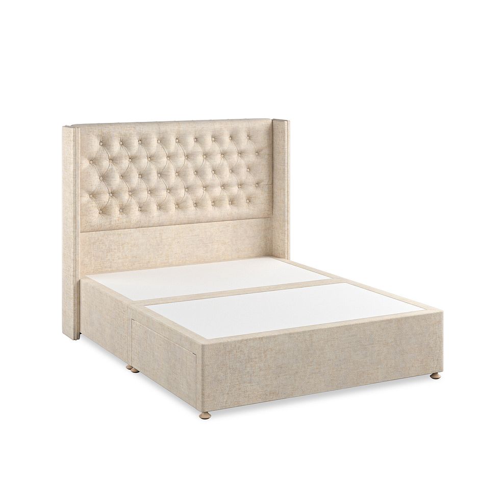 Wycombe King-Size 2 Drawer Divan with Winged Headboard in Brooklyn Fabric - Eggshell 2
