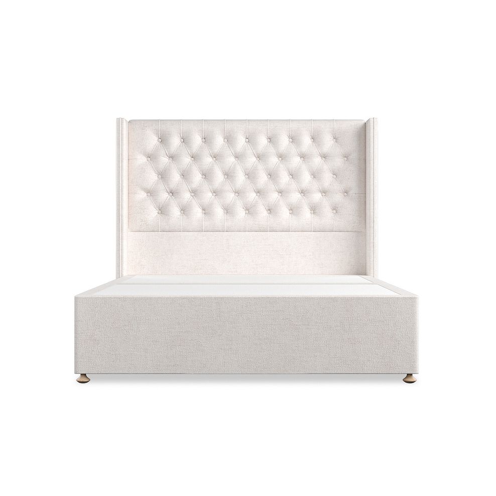 Wycombe King-Size 2 Drawer Divan with Winged Headboard in Brooklyn Fabric - Lace White 3