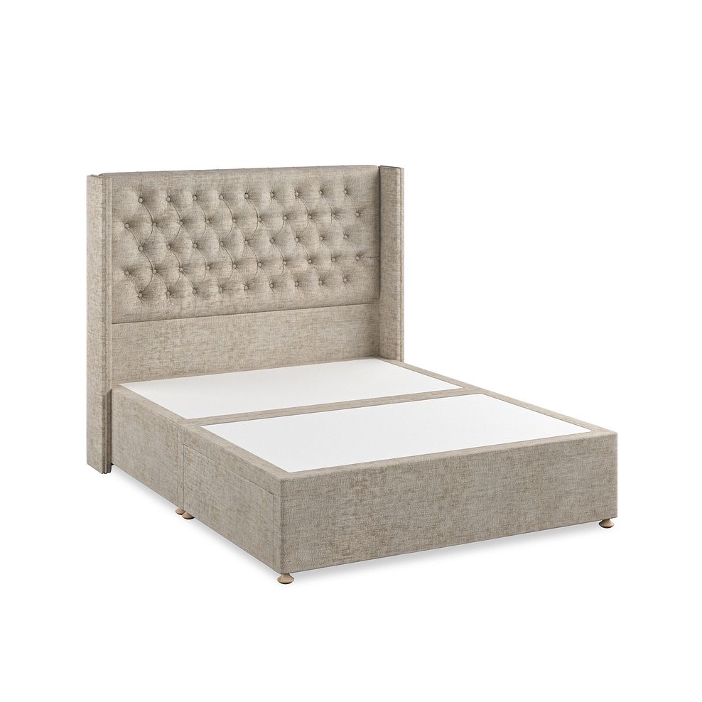 Wycombe King-Size 2 Drawer Divan with Winged Headboard in Brooklyn Fabric - Quill Grey 2