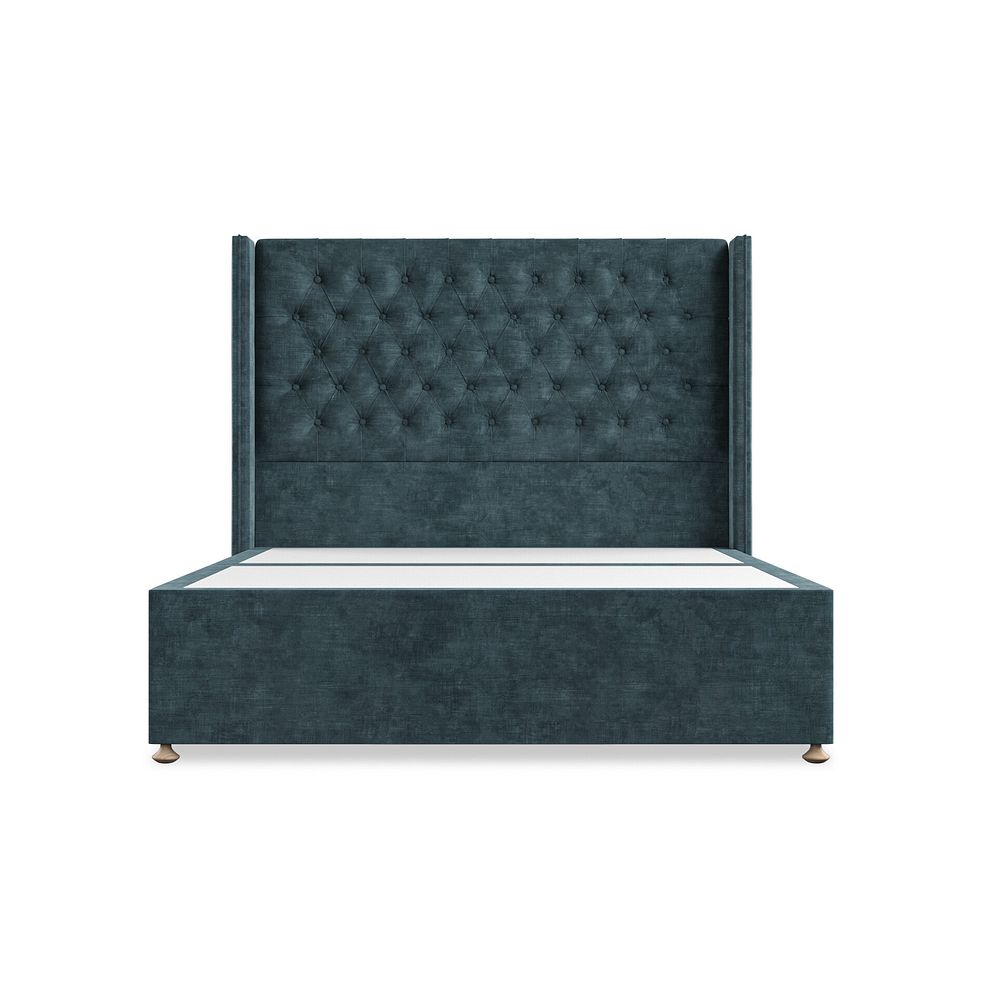 Wycombe King-Size 2 Drawer Divan with Winged Headboard in Heritage Velvet - Airforce 3