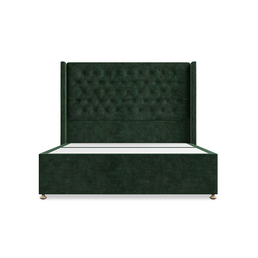 Wycombe King-Size 2 Drawer Divan with Winged Headboard in Heritage Velvet - Bottle Green 3