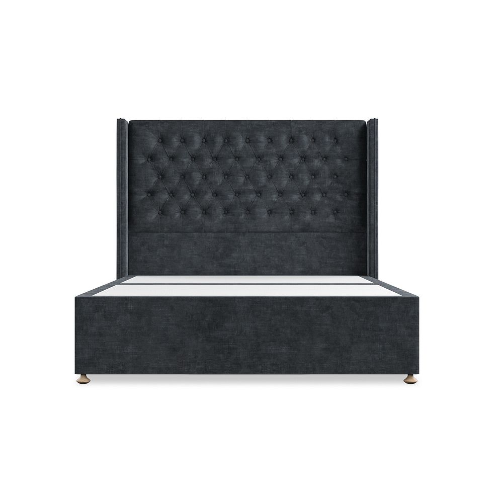Wycombe King-Size 2 Drawer Divan with Winged Headboard in Heritage Velvet - Charcoal 3