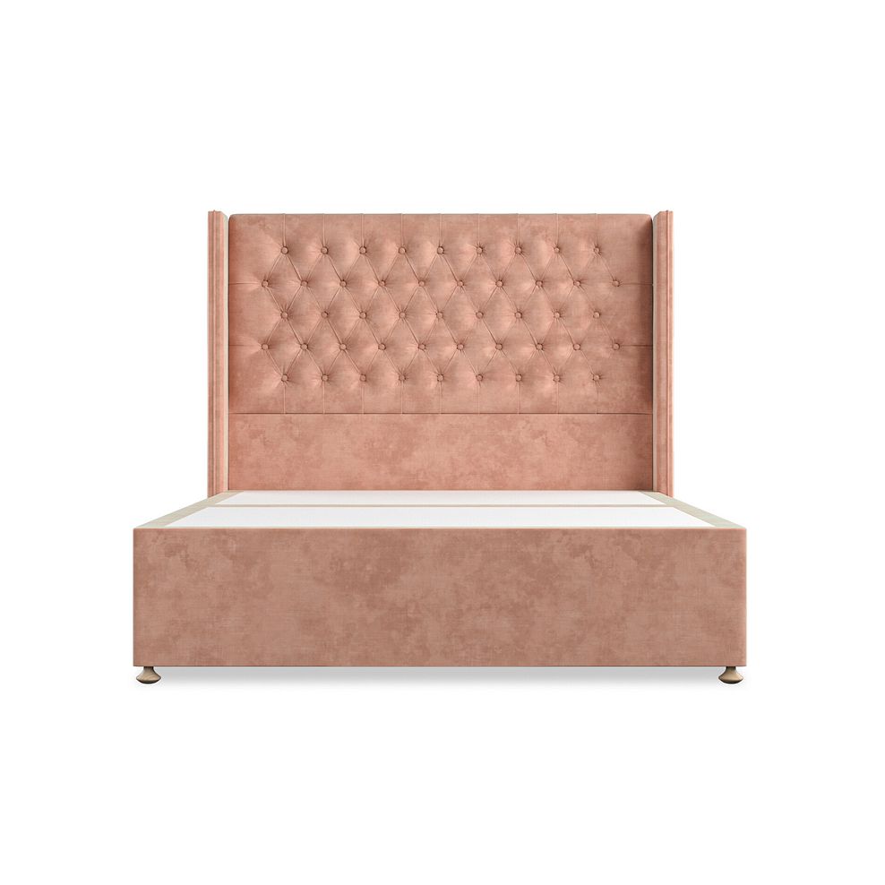 Wycombe King-Size 2 Drawer Divan with Winged Headboard in Heritage Velvet - Powder Pink 3