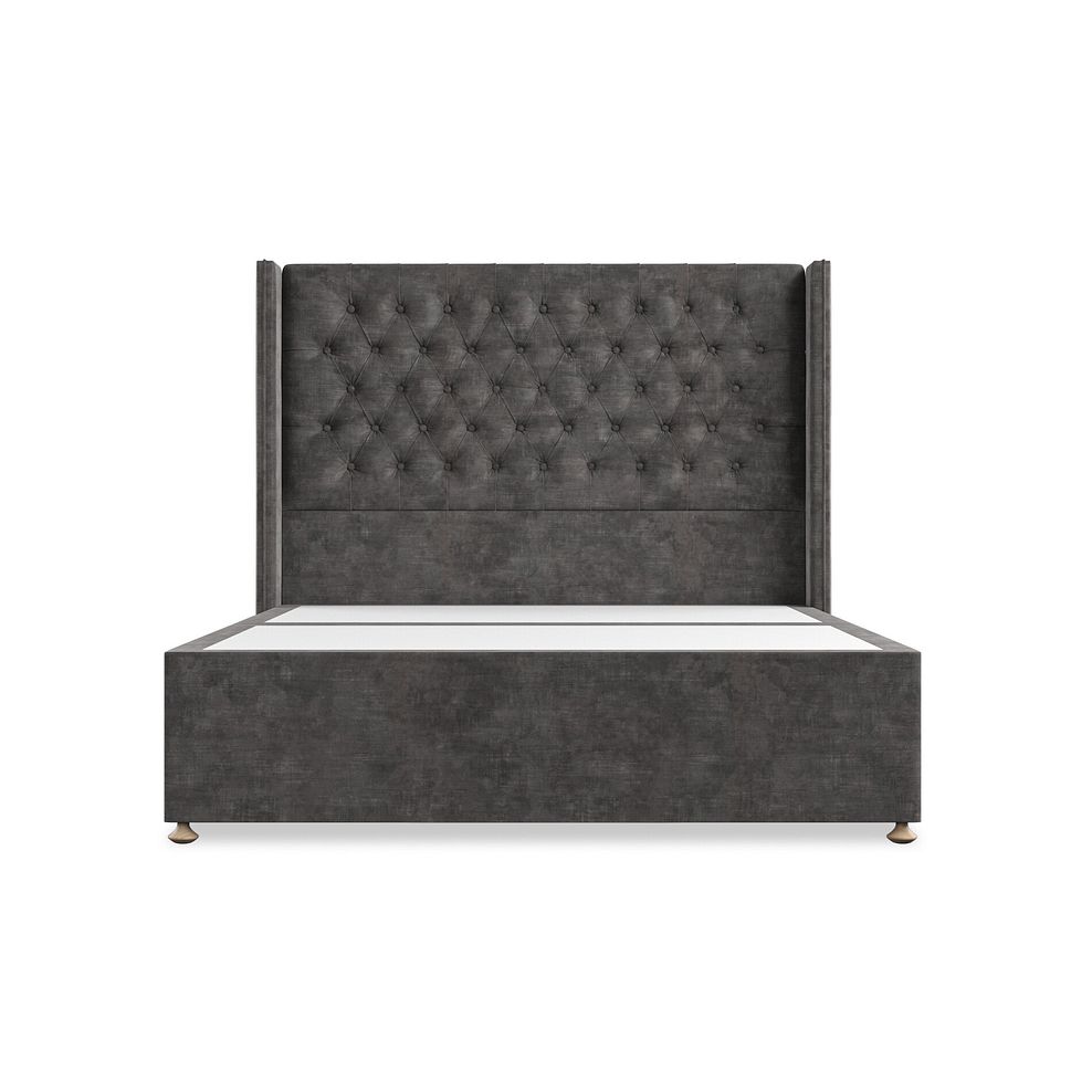 Wycombe King-Size 2 Drawer Divan with Winged Headboard in Heritage Velvet - Steel 3
