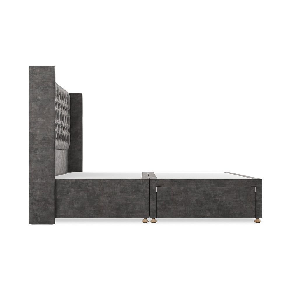 Wycombe King-Size 2 Drawer Divan with Winged Headboard in Heritage Velvet - Steel 4