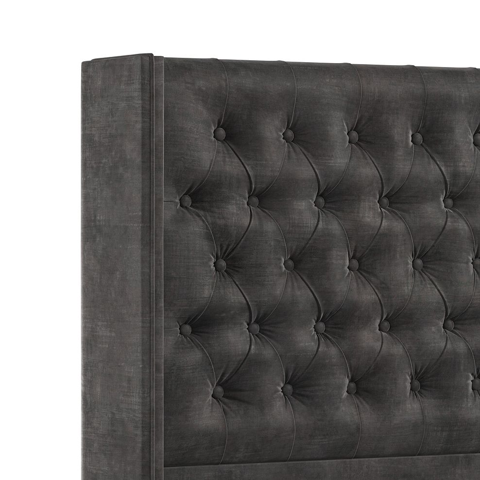 Wycombe King-Size 2 Drawer Divan with Winged Headboard in Heritage Velvet - Steel 5