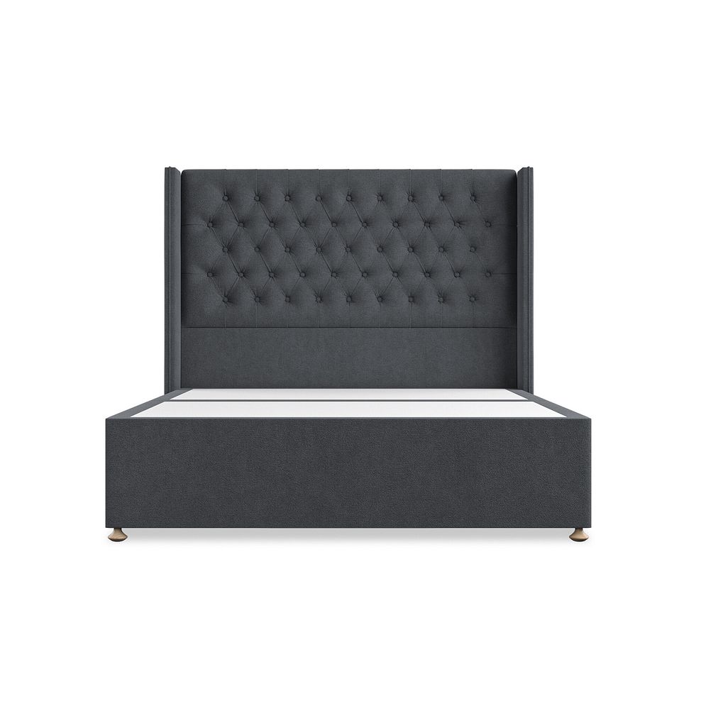 Wycombe King-Size 2 Drawer Divan with Winged Headboard in Venice Fabric - Anthracite 3