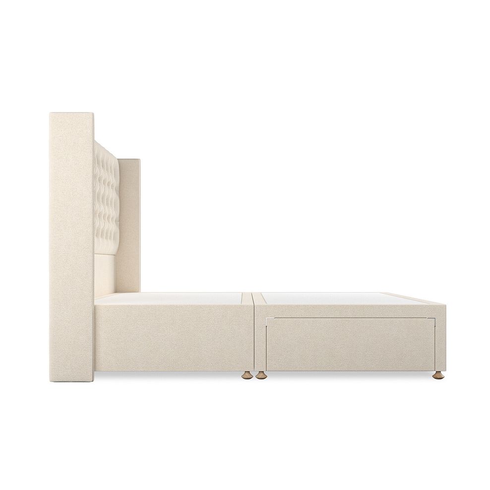 Wycombe King-Size 2 Drawer Divan with Winged Headboard in Venice Fabric - Cream 4