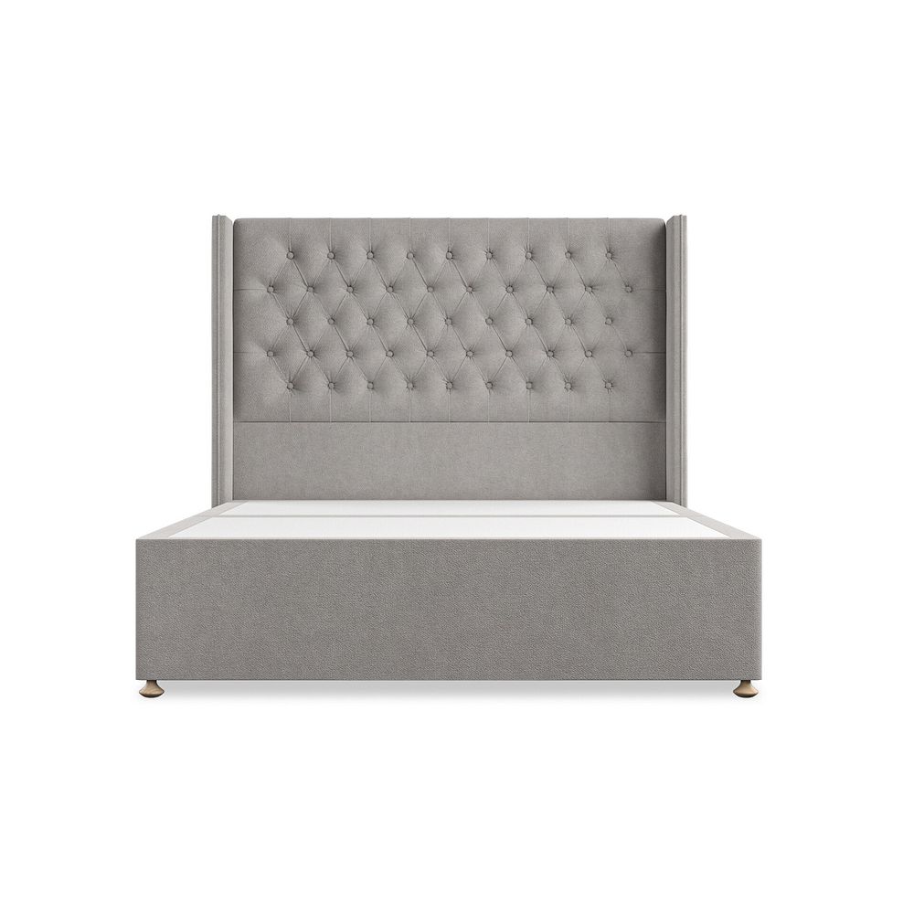 Wycombe King-Size 2 Drawer Divan with Winged Headboard in Venice Fabric - Grey 3