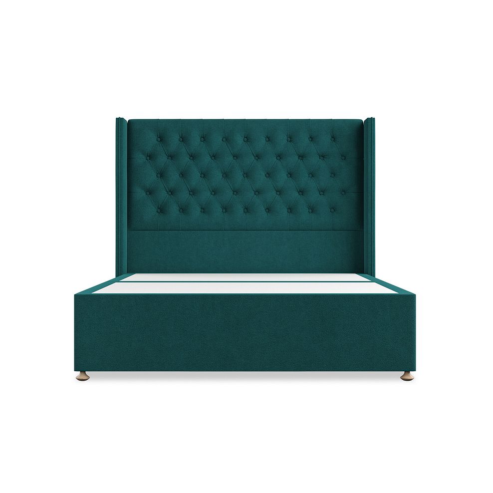 Wycombe King-Size 2 Drawer Divan with Winged Headboard in Venice Fabric - Teal 3
