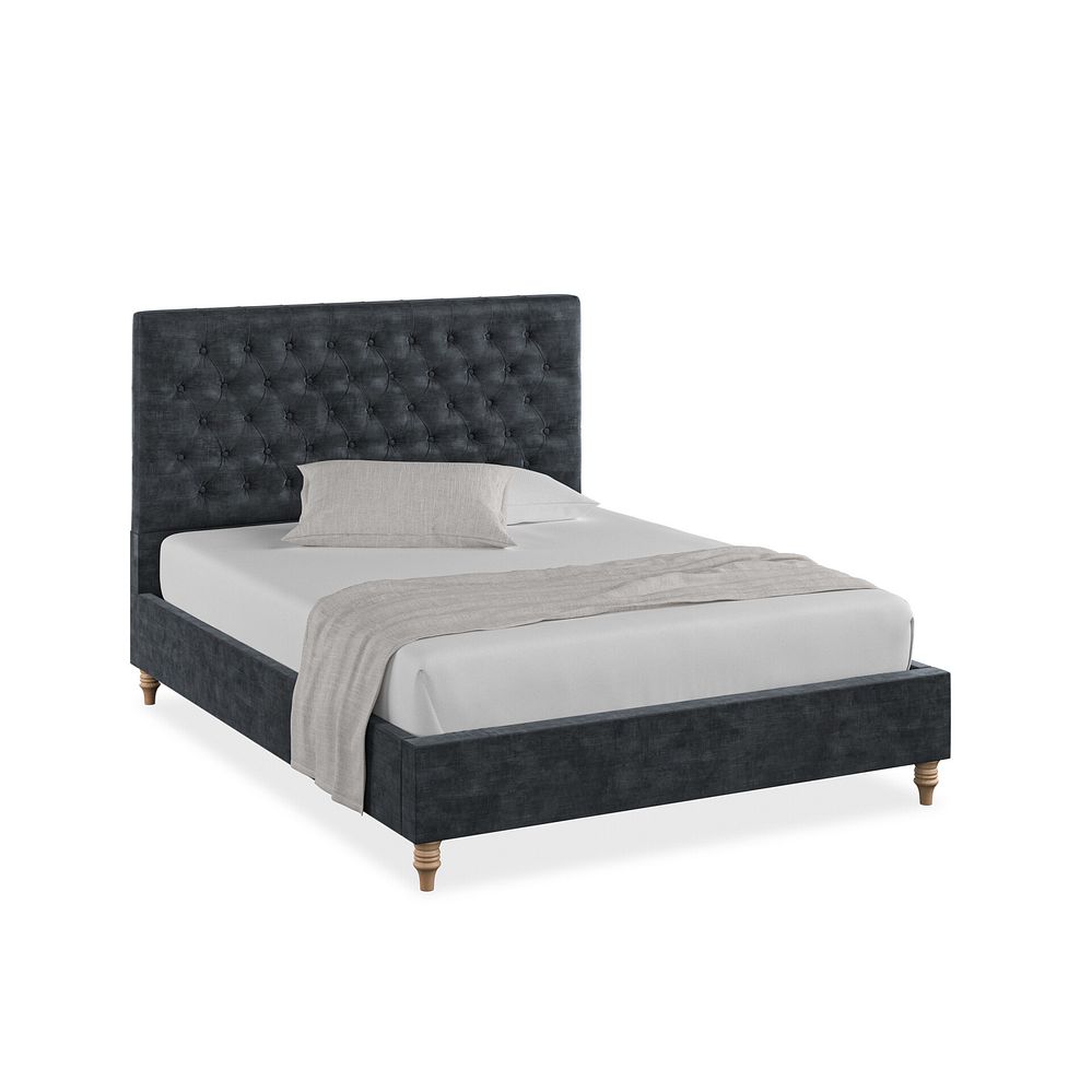 Wycombe King-Size Bed in Heritage Velvet - Charcoal 1