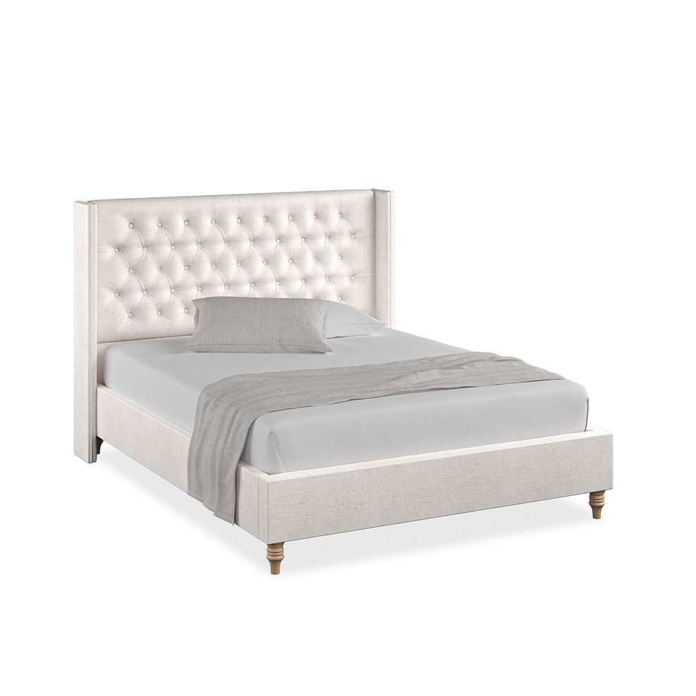 Wycombe King-Size Bed with Winged Headboard in Brooklyn Fabric - Lace White 1