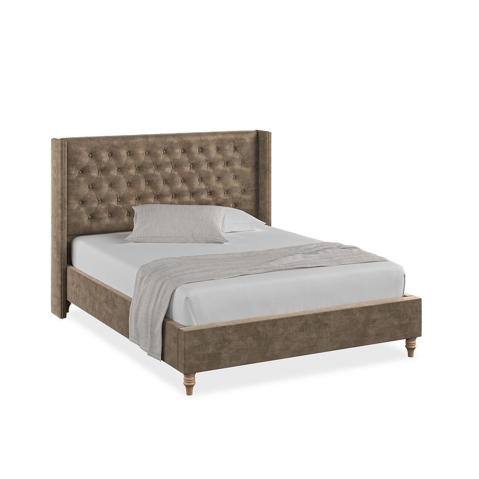 Wycombe King-Size Bed with Winged Headboard in Heritage Velvet - Cedar 1