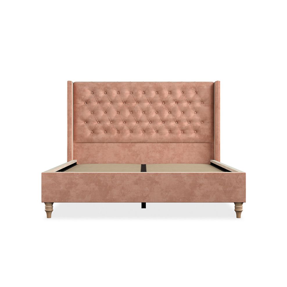 Wycombe King-Size Bed with Winged Headboard in Heritage Velvet - Powder Pink 3