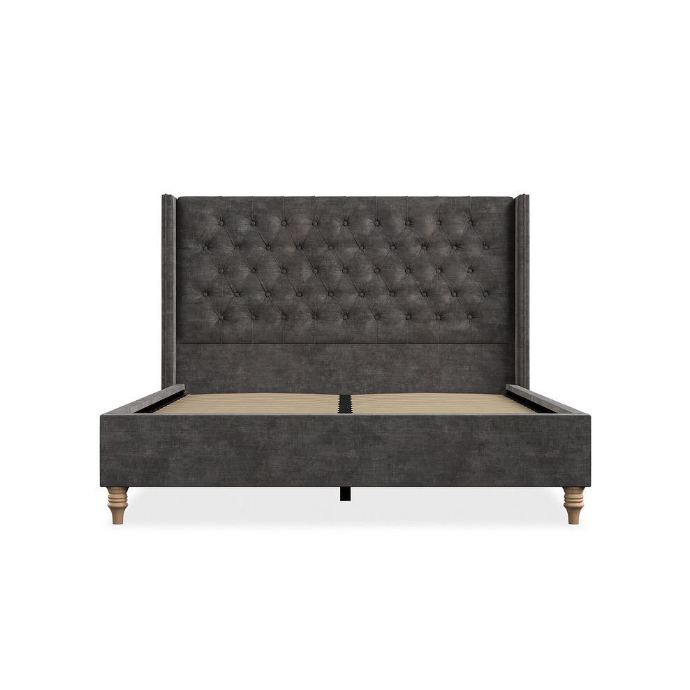 Wycombe King-Size Bed with Winged Headboard in Heritage Velvet - Steel 3