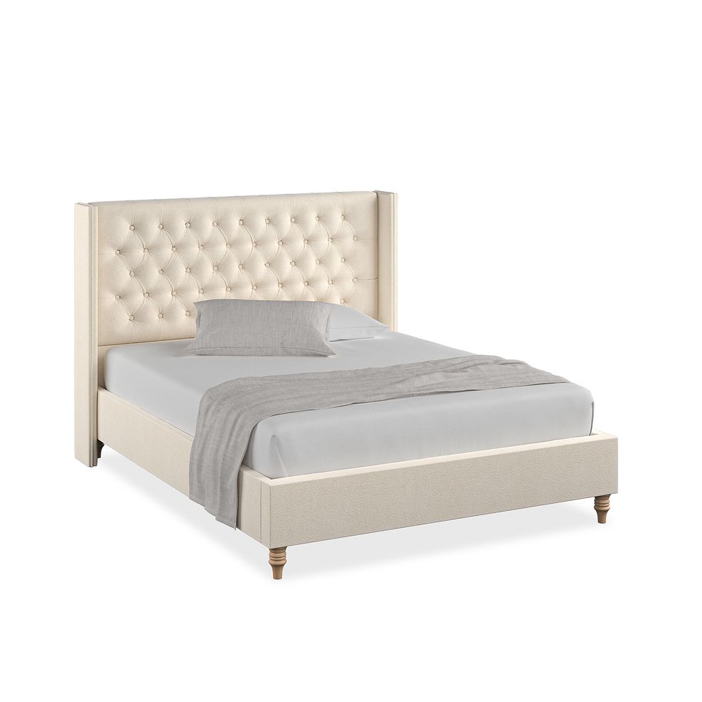 Wycombe King-Size Bed with Winged Headboard in Venice Fabric - Cream 1