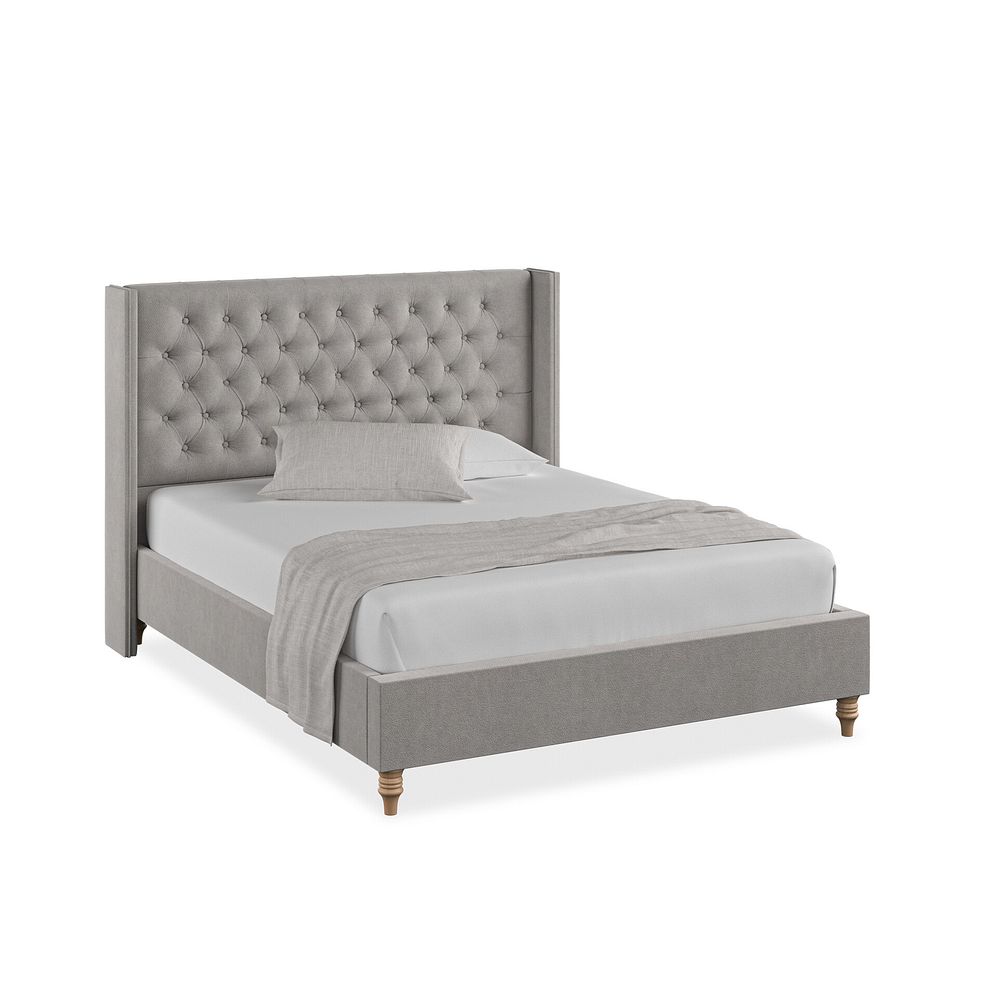 Wycombe King-Size Bed with Winged Headboard in Venice Fabric - Grey 1