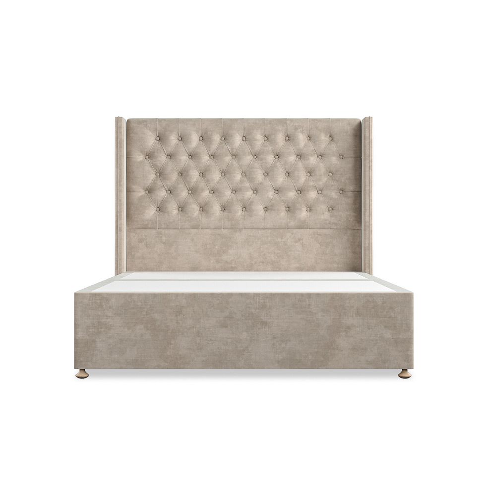Wycombe King-Size Divan with Winged Headboard in Heritage Velvet - Mink 3
