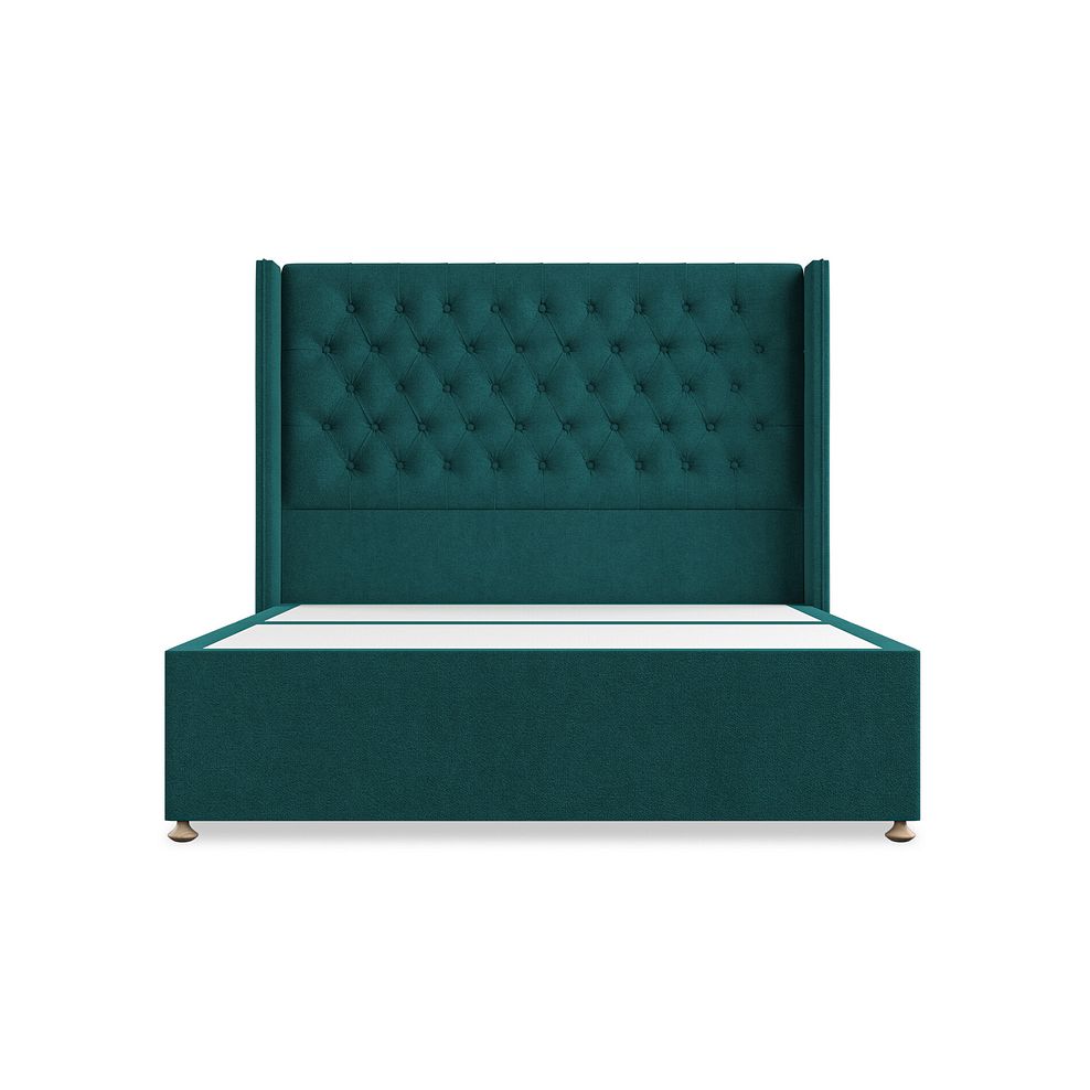 Wycombe King-Size Divan with Winged Headboard in Venice Fabric - Teal 3