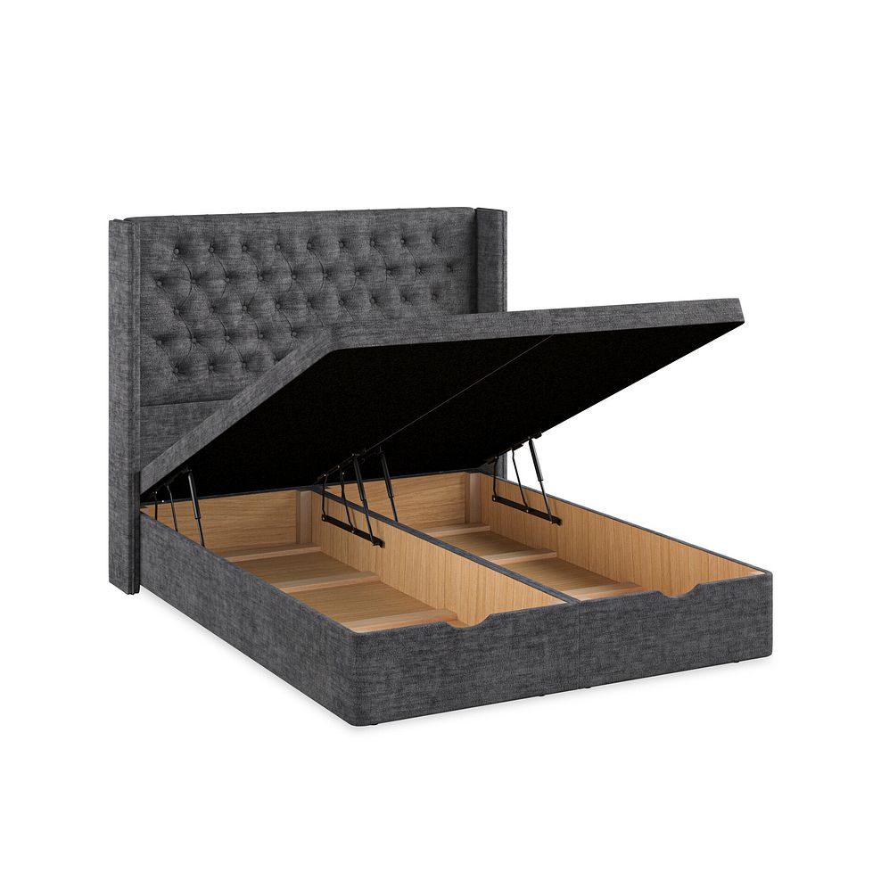 Wycombe King-Size Ottoman Storage Bed with Winged Headboard in Brooklyn Fabric - Asteroid Grey 3
