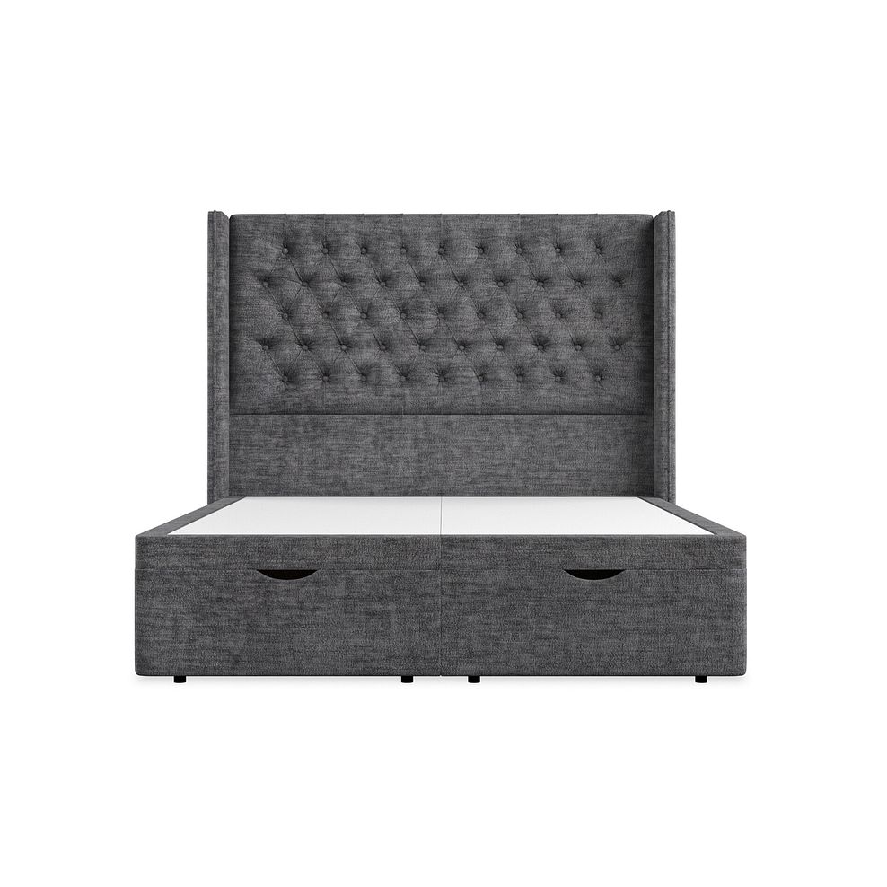 Wycombe King-Size Ottoman Storage Bed with Winged Headboard in Brooklyn Fabric - Asteroid Grey 4