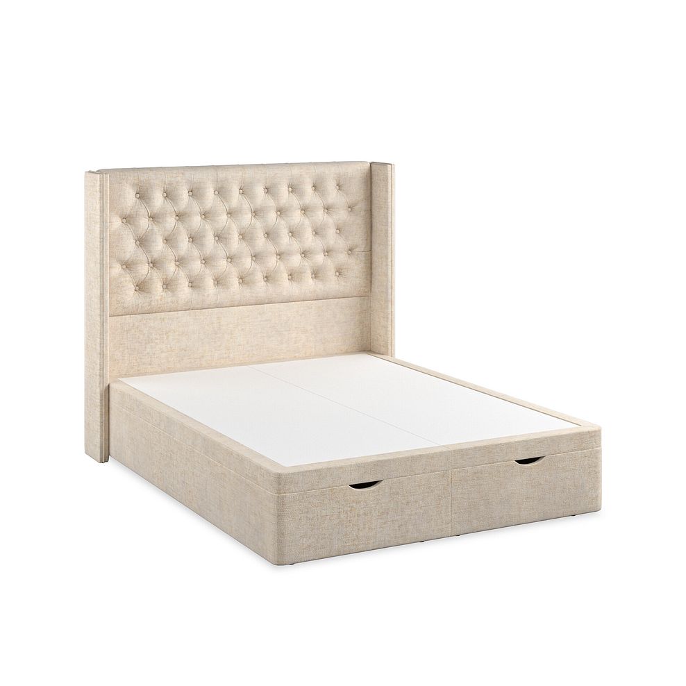 Wycombe King-Size Ottoman Storage Bed with Winged Headboard in Brooklyn Fabric - Eggshell 2