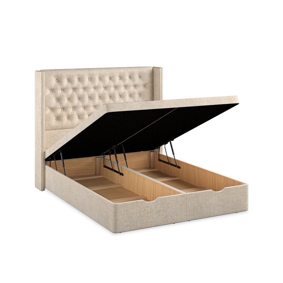 Wycombe King-Size Ottoman Storage Bed with Winged Headboard in Brooklyn Fabric - Eggshell 3