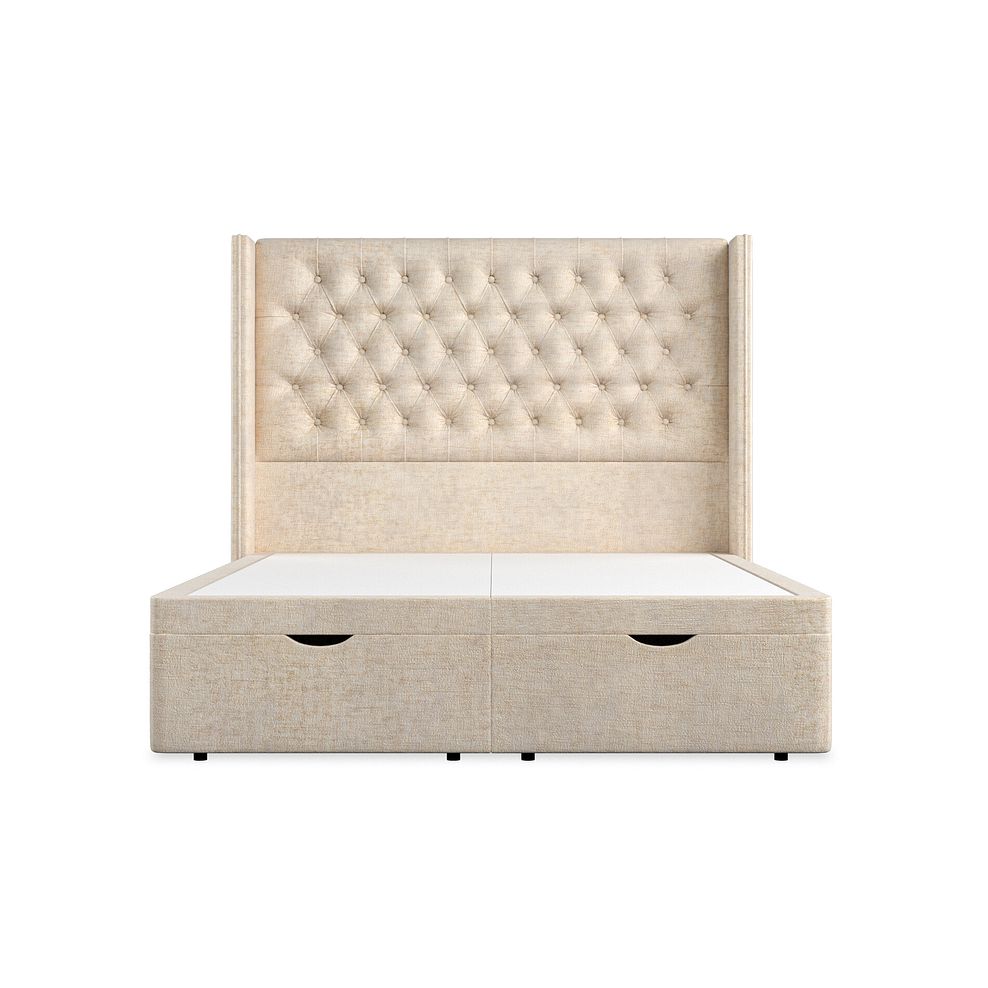 Wycombe King-Size Ottoman Storage Bed with Winged Headboard in Brooklyn Fabric - Eggshell 4