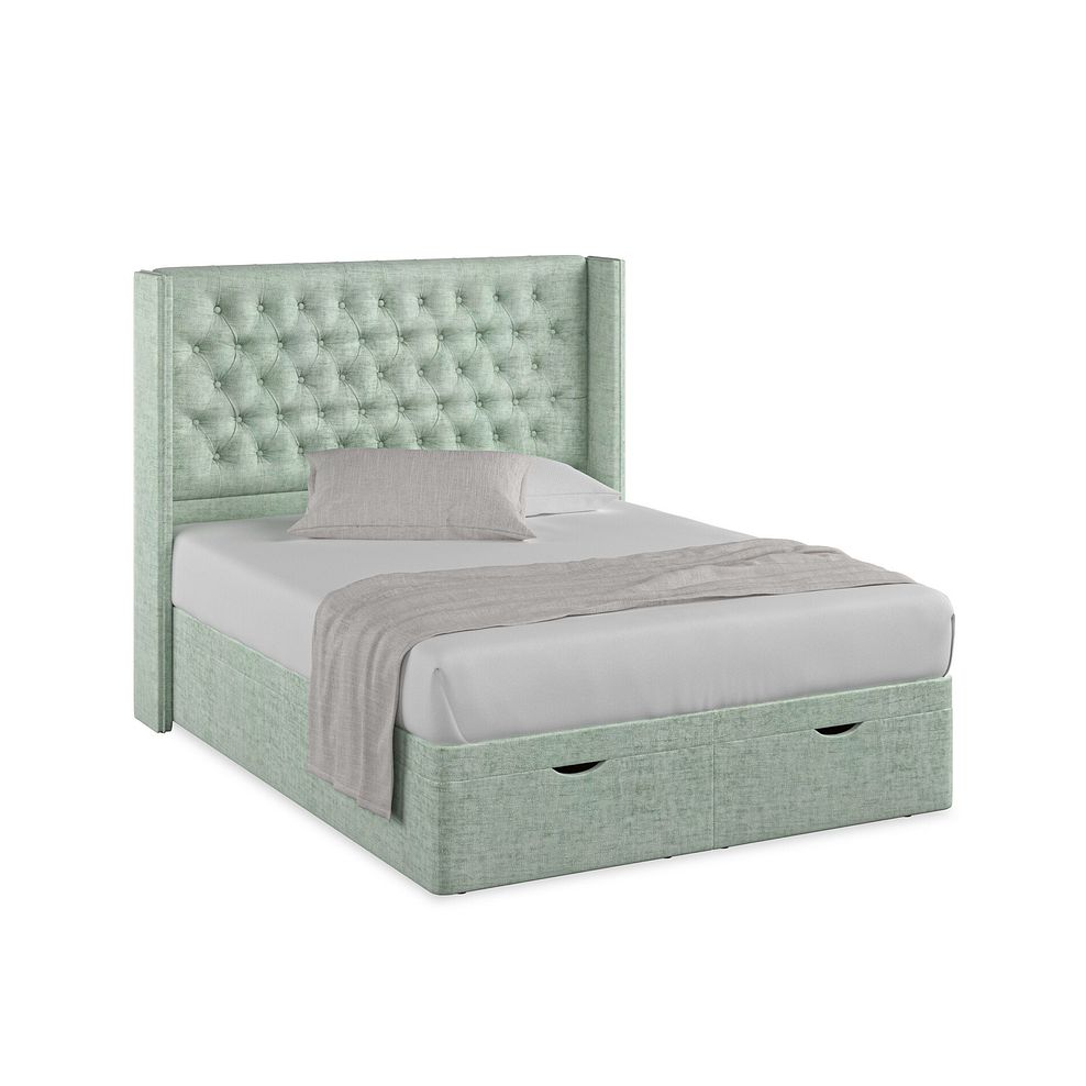 Wycombe King-Size Ottoman Storage Bed with Winged Headboard in Brooklyn Fabric - Glacier 1