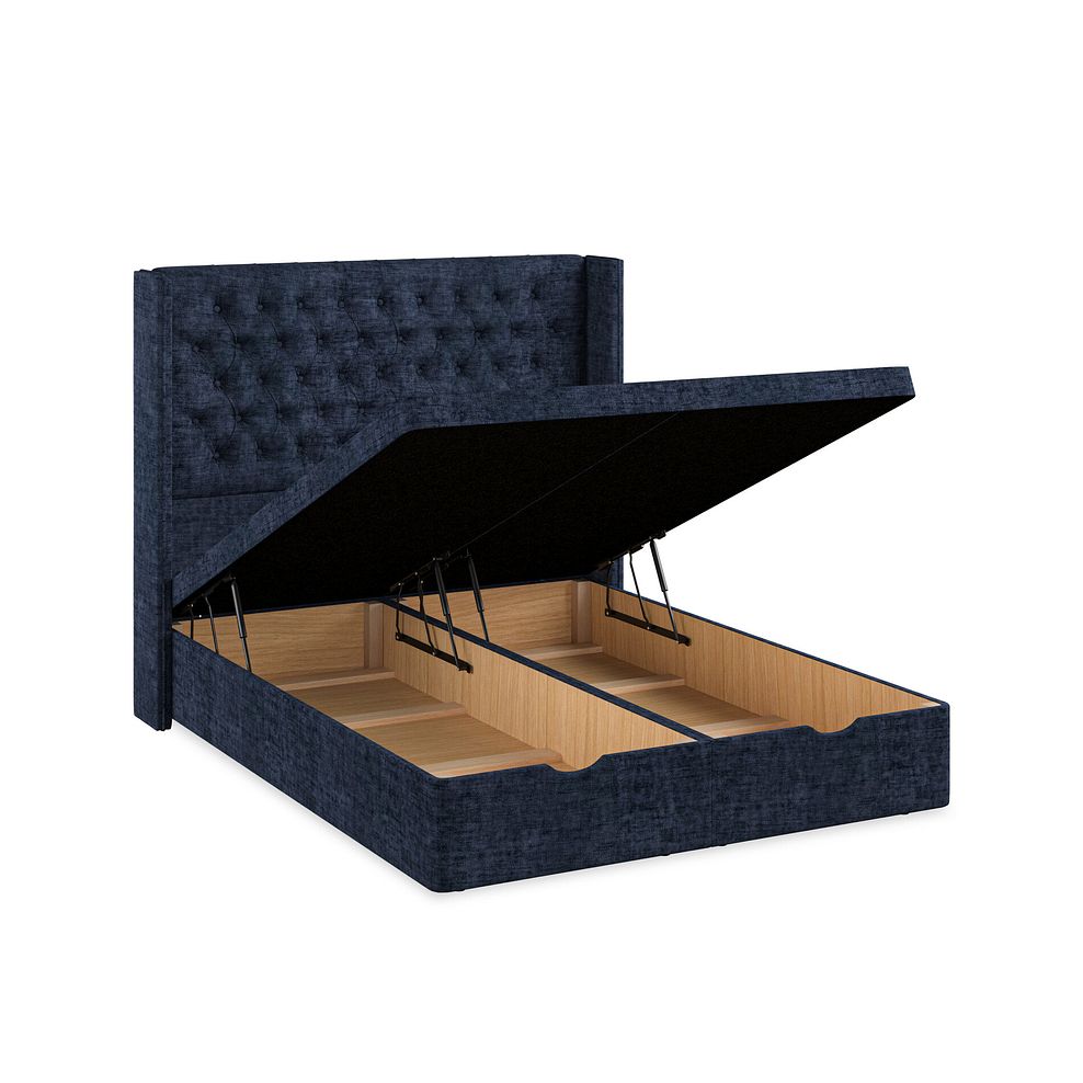 Wycombe King-Size Ottoman Storage Bed with Winged Headboard in Brooklyn Fabric - Hummingbird Blue 3