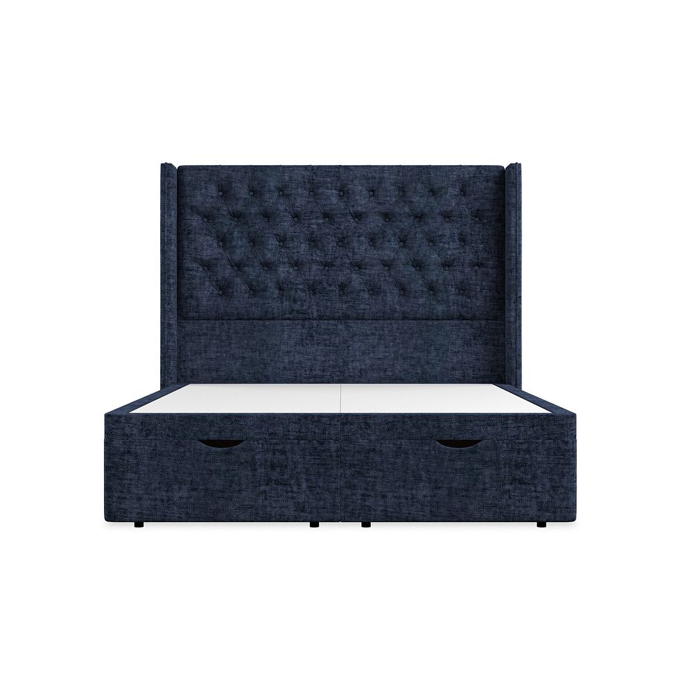Wycombe King-Size Ottoman Storage Bed with Winged Headboard in Brooklyn Fabric - Hummingbird Blue 4