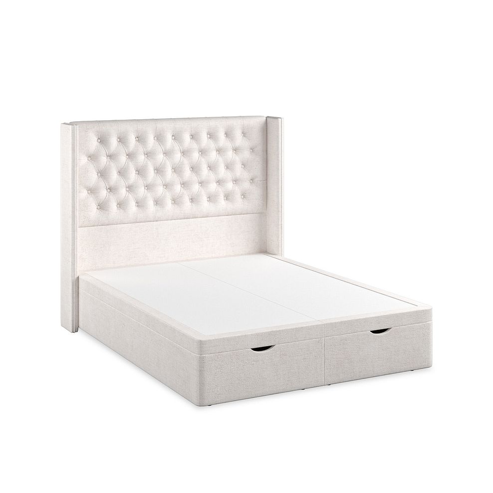 Wycombe King-Size Ottoman Storage Bed with Winged Headboard in Brooklyn Fabric - Lace White 2