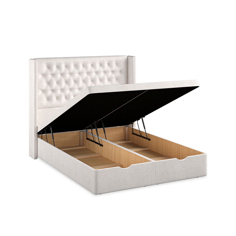 Wycombe King-Size Ottoman Storage Bed with Winged Headboard in Brooklyn Fabric - Lace White 3