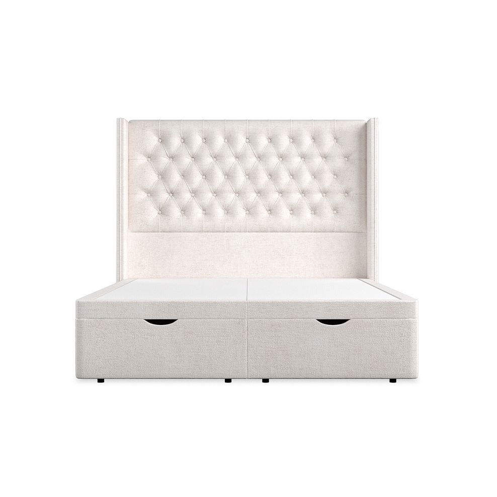 Wycombe King-Size Ottoman Storage Bed with Winged Headboard in Brooklyn Fabric - Lace White 4