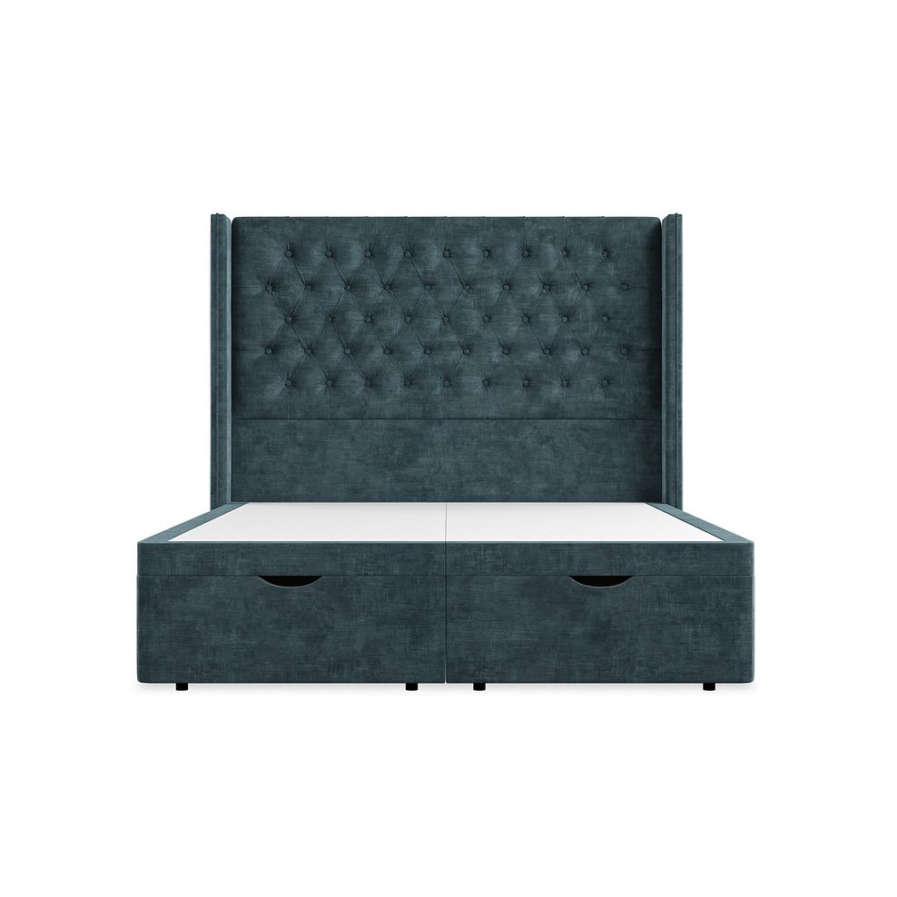 Wycombe King-Size Ottoman Storage Bed with Winged Headboard in Heritage Velvet - Airforce 4