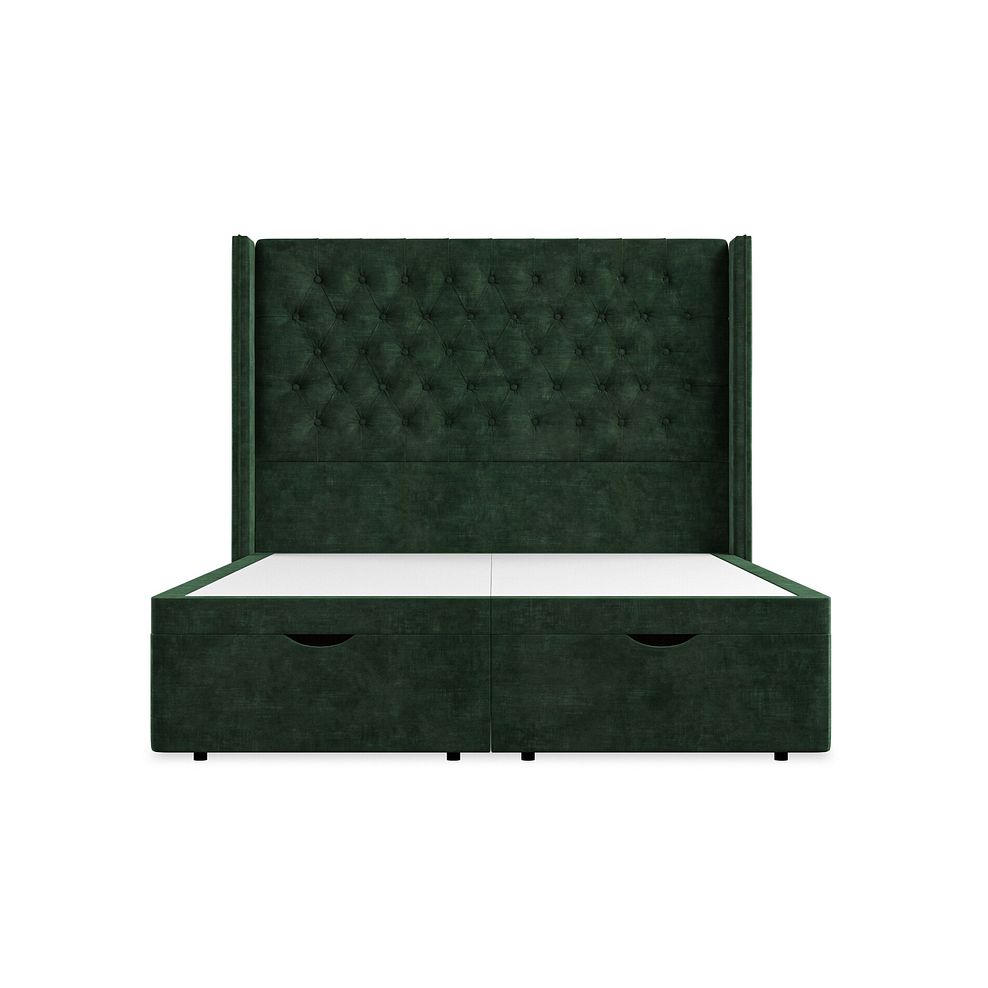 Wycombe King-Size Ottoman Storage Bed with Winged Headboard in Heritage Velvet - Bottle Green 4