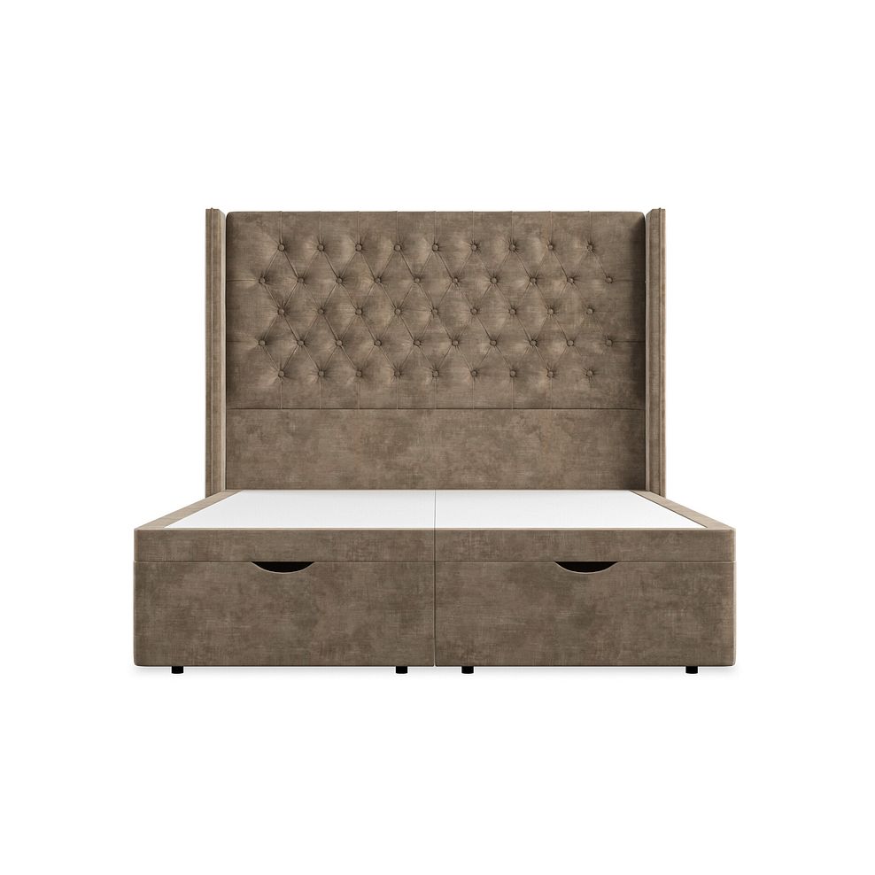 Wycombe King-Size Ottoman Storage Bed with Winged Headboard in Heritage Velvet - Cedar 4